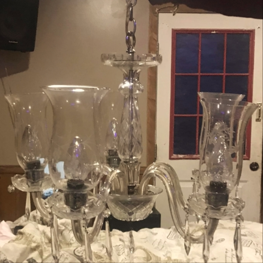Crystal Chandelier from the 1940s 50s Not been used so unsure about the wiring